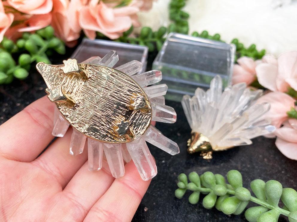 crystal-hedgehogs-with-gold-metal base