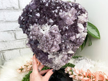 Load image into Gallery: Contempo Crystals -    Large-Brazilian-Amethyst-Calcite-Cluster-on-Stand - Image 1