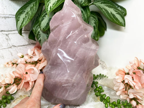    Large-Lavender-Rose-Quartz-Crystal-Flame-from-Madagascar
