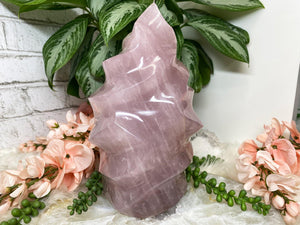 Contempo Crystals - Large-Standing-Lavender-Rose-Quartz-Crystal-Flame-Carving - Image 3