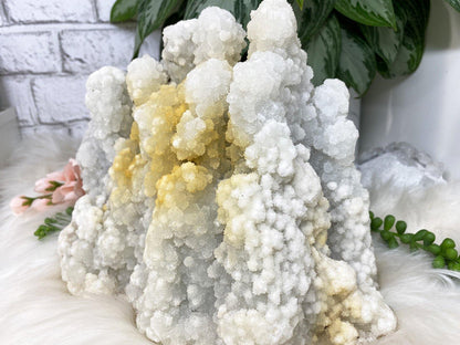 Large white chalcedony stalactite crystal cluster