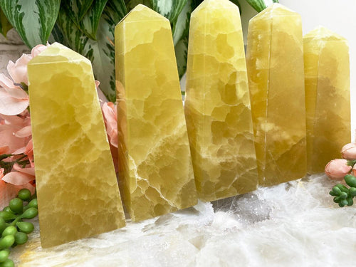 Lemon-Yellow-Calcite-Obelisk-Point-Crystals-for-SAle