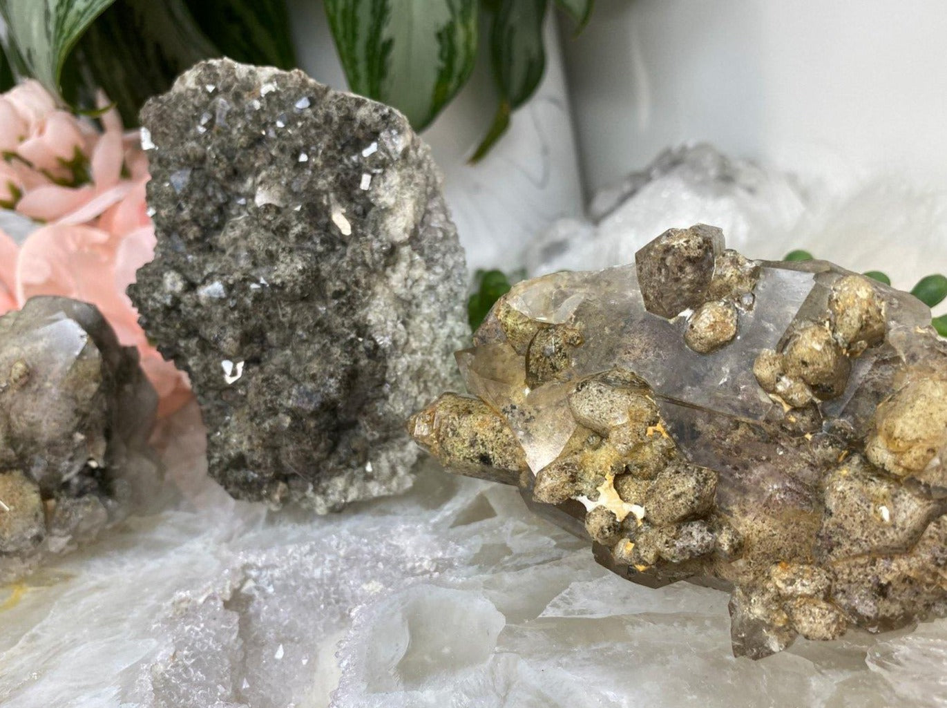 Lodolite quartz crystal clusters shamanic stone