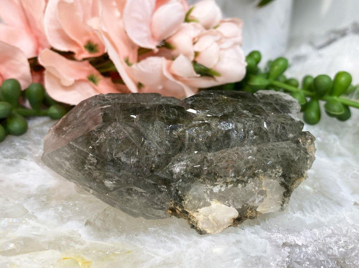 Lodolite quartz crystal specimen
