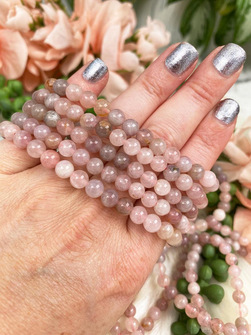 Faceted Madagascar Rose Quartz Bracelet 8mm Faceted Pink White Quartz Gemstone Bracelet Stack store Bracelet Unisex Bracelet Gift Bracelet