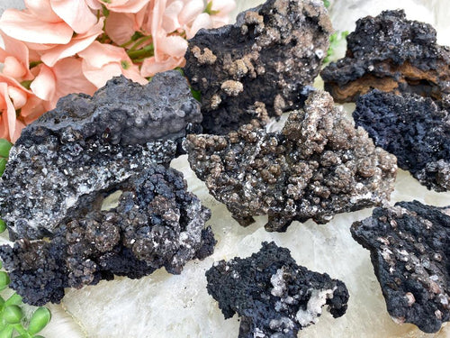 Mexico-Black-Calcite-Crystal-Clusters