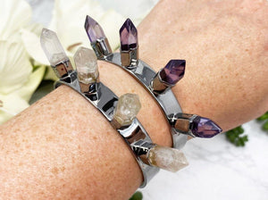 Contempo Crystals - Natural-Crystal-Quartz-Amethyst-Point-Crystal-Cuff-Bracelet - Image 1