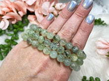 Load image into Gallery: Contempo Crystals - Prehnite Epidote Green  Bracelet. Prehnite is a stone of unconditional love and healing crystal energy. - Image 3