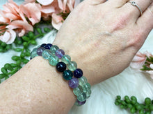 Load image into Gallery: Contempo Crystals - Natural rainbow fluorite beaded bracelet - Image 6