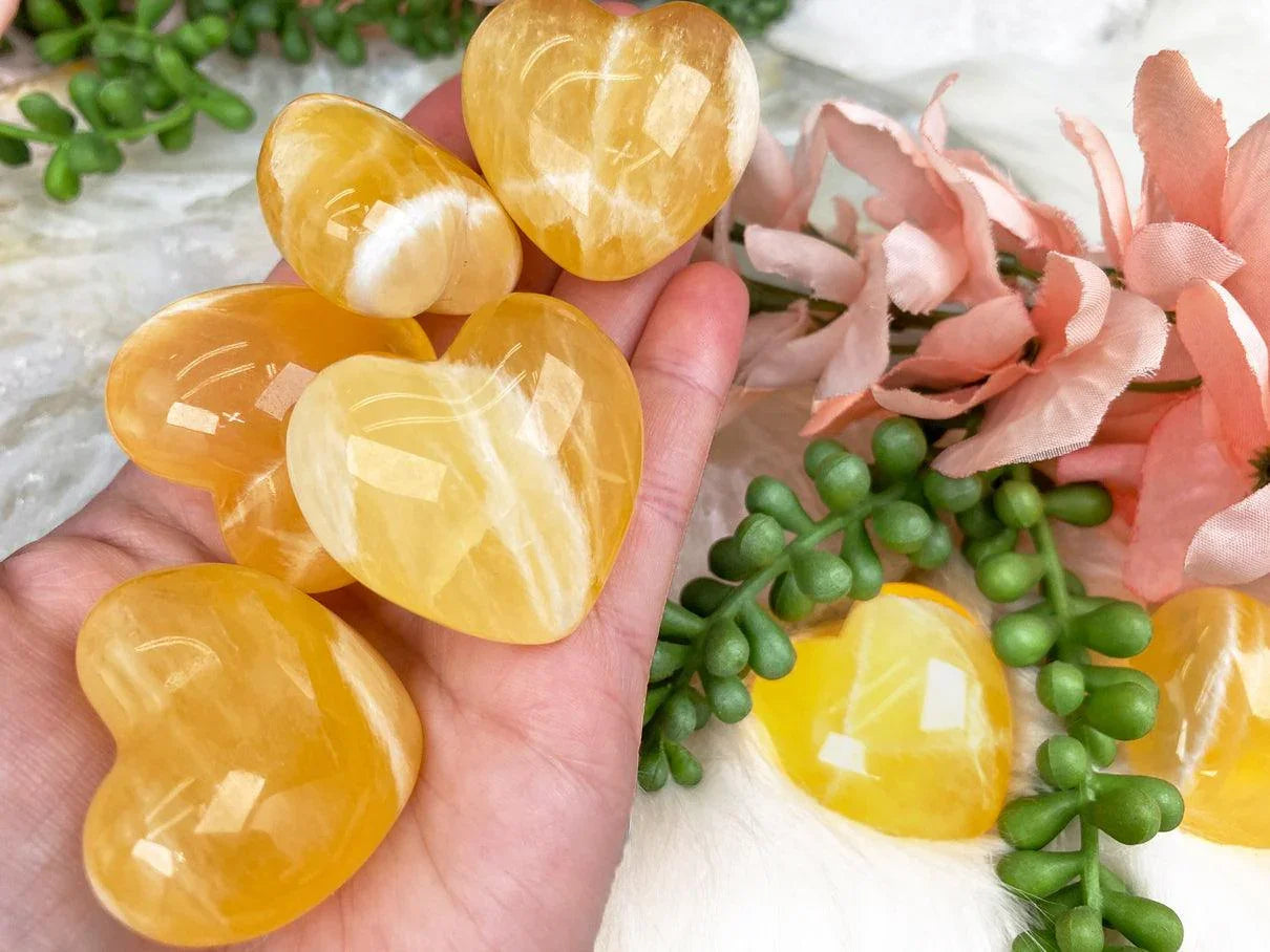 Orange Calcite Hearts from Utah Naturally Vibrant Color