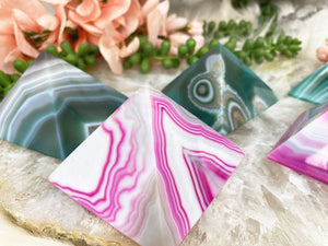 Contempo Crystals -    Pink-Green-Agate-Pyramids - Image 1