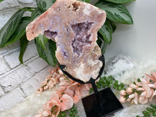 Load image into Gallery: Contempo Crystals - Pink-Purple-Amethyst-Geode-Crystal-on-Metal-Stand - Image 4