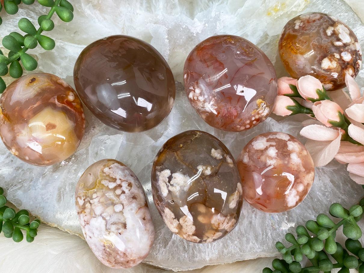 Pink-Red-Flower-Agate-Palm-Stones