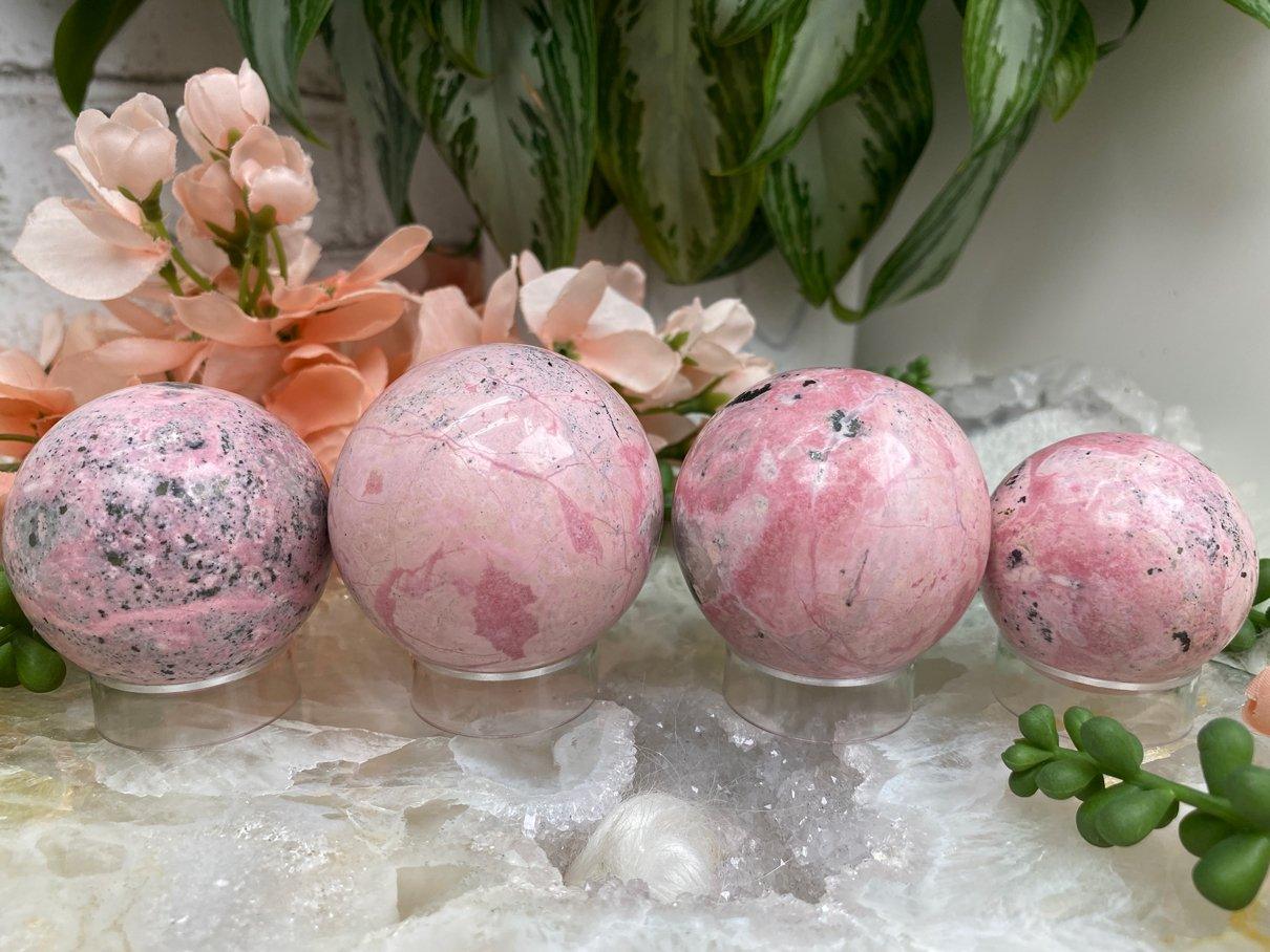 Pink-Rhodonite-Stone-Spheres-from-Peru
