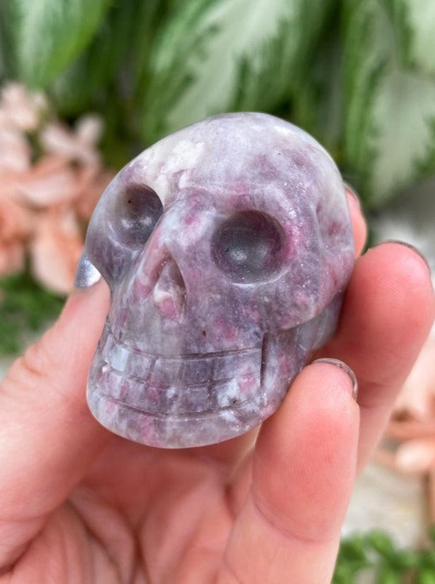 Pink-Tourmaline-in-Purple-Lepidolite-Skull