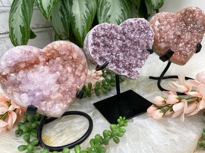 Pink-Uruguay-Amethyst-Hearts-on-Stands