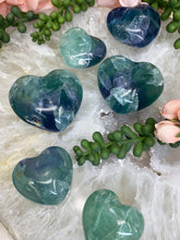 Load image into Gallery: Contempo Crystals - Vibrant-Blue-Green-Polished-Mexico-Fluorite-Crystal-Hearts - Image 7