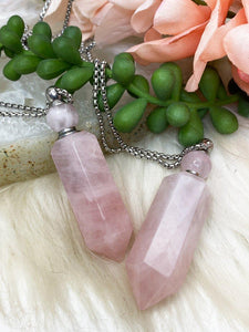 Contempo Crystals - Polished-Rose-Quartz-Vial-Necklace-for-Essential-Oils - Image 3