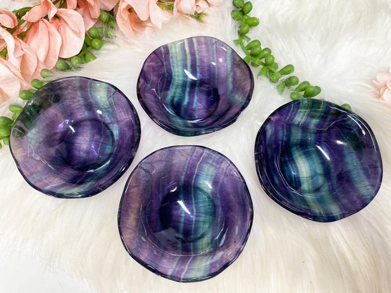 Purple fluorite crystal dish