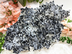Quartz-with-Black-Ilvaite-Crystal-Cluster-Dalnegorsk-Russia-for-sale