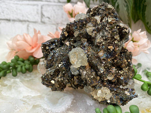 Contempo Crystals - Rainbow-Arsenopyrite-Crystal-Cluster-with-Clear-Fluorite - Image 3