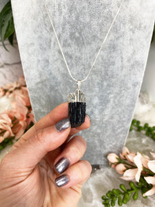 Contempo Crystals - Raw-Black-Tourmaline-Silver-Plated-Metal-Pendant-Crystal-Necklace - Image 2