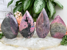 Load image into Gallery: Contempo Crystals - Rhodonite-Flame-Crystals-with-Black-and-Gray - Image 3