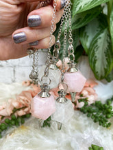 Load image into Gallery: Contempo Crystals - Rose-Clear-Quartz-Crystal-Pendulum-Silver-Metal - Image 2