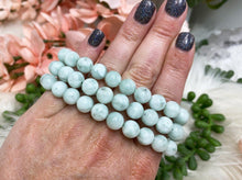 Load image into Gallery: Contempo Crystals - Seafoam-Green-Blue-Afghanistan-Jade-Stretch-Beaded-Bracelet - Image 2
