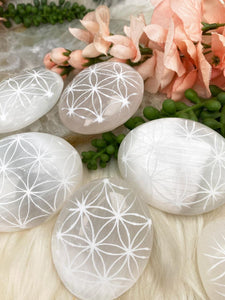 Contempo Crystals - Selenite-Palm-Stone-with-Carvings - Image 5