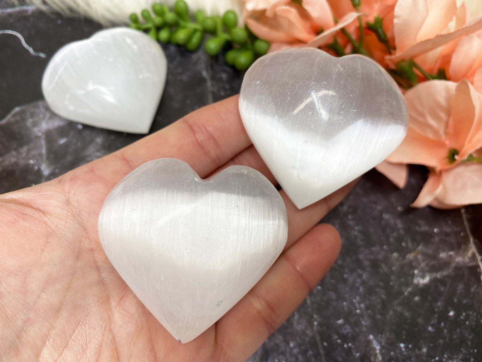 White Selenite Puffy Heart Crystals