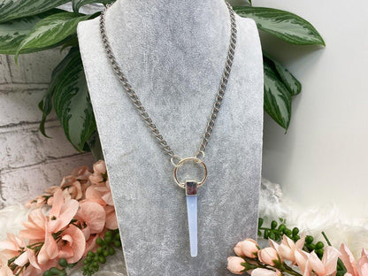 Silver-Nickel-Free-Metal-Blue-Chalcedony-Necklace