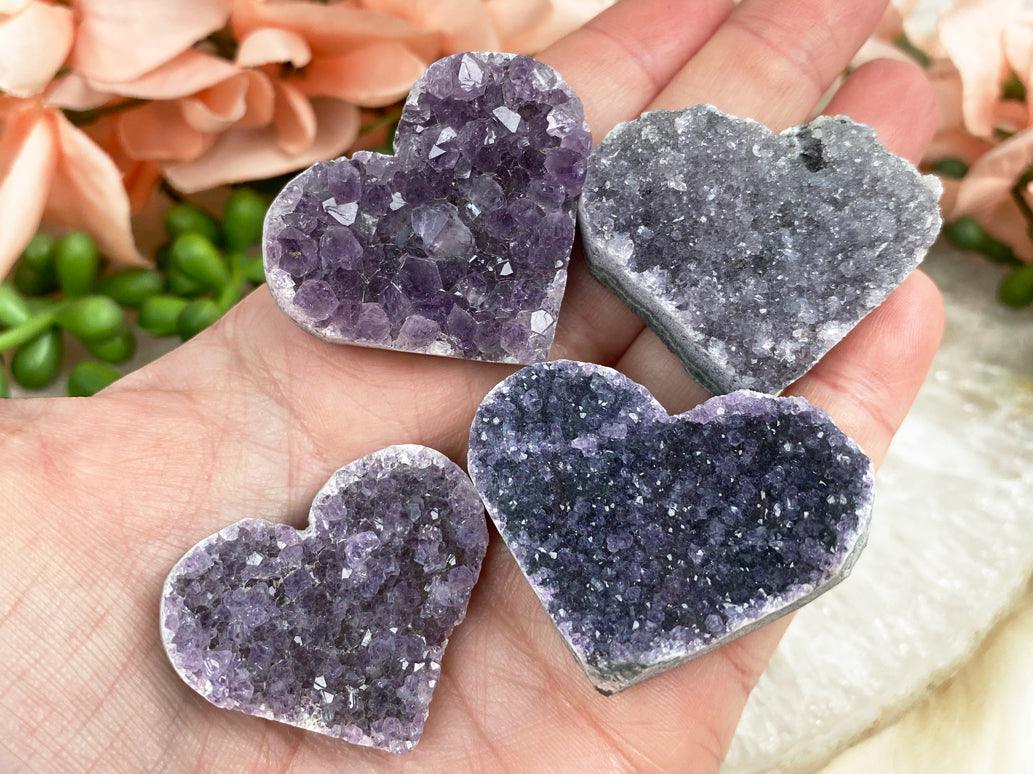 Raw Amethyst Heart Crystal Cluster Geode (Small)