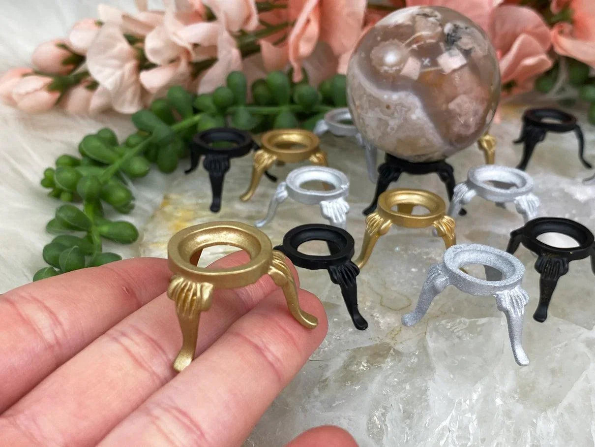 Small Metal Sphere Stands - Gold, Silver, Black – Contempo Crystals