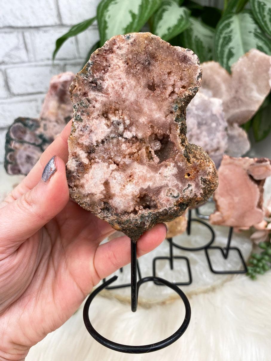 Small-Pink-Amethyst-with-druzy-on-stand