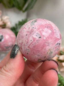 Contempo Crystals - Small-Pink-Rhodonite-Sphere-from-Peru - Image 9