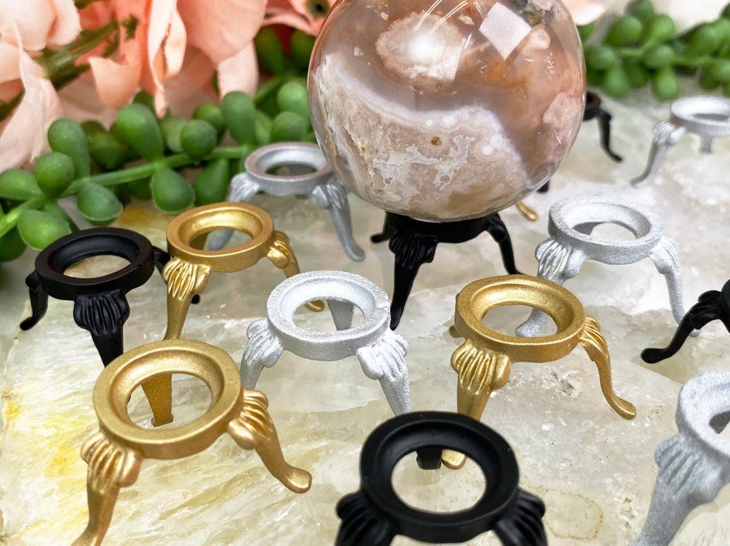 Small Metal Sphere Stands - Gold, Silver, Black – Contempo Crystals