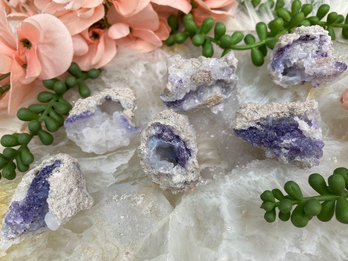 Spirit-Flower-Geode-Crystals-for-Sale-Purple-Fluorite-White-Chalcedony