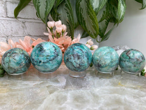 Contempo Crystals - Teal-Chrysocolla-Quartz-Spheres-for-SAle - Image 2