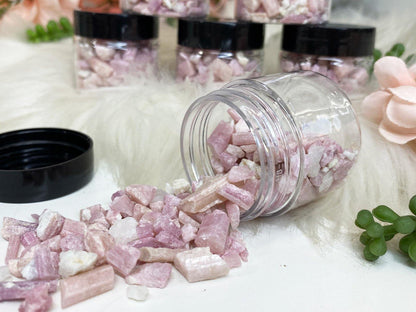 tiny raw pink tourmaline crystals