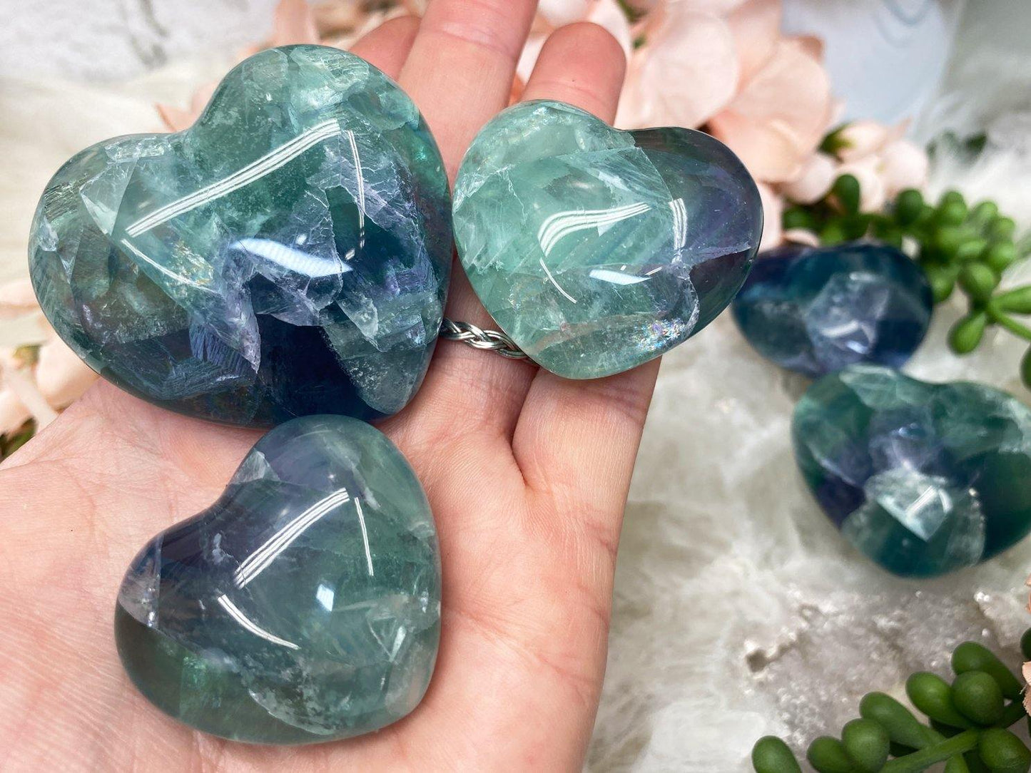 Vibrant-Blue-Green-Mexico-Fluorite-Crystal-Hearts