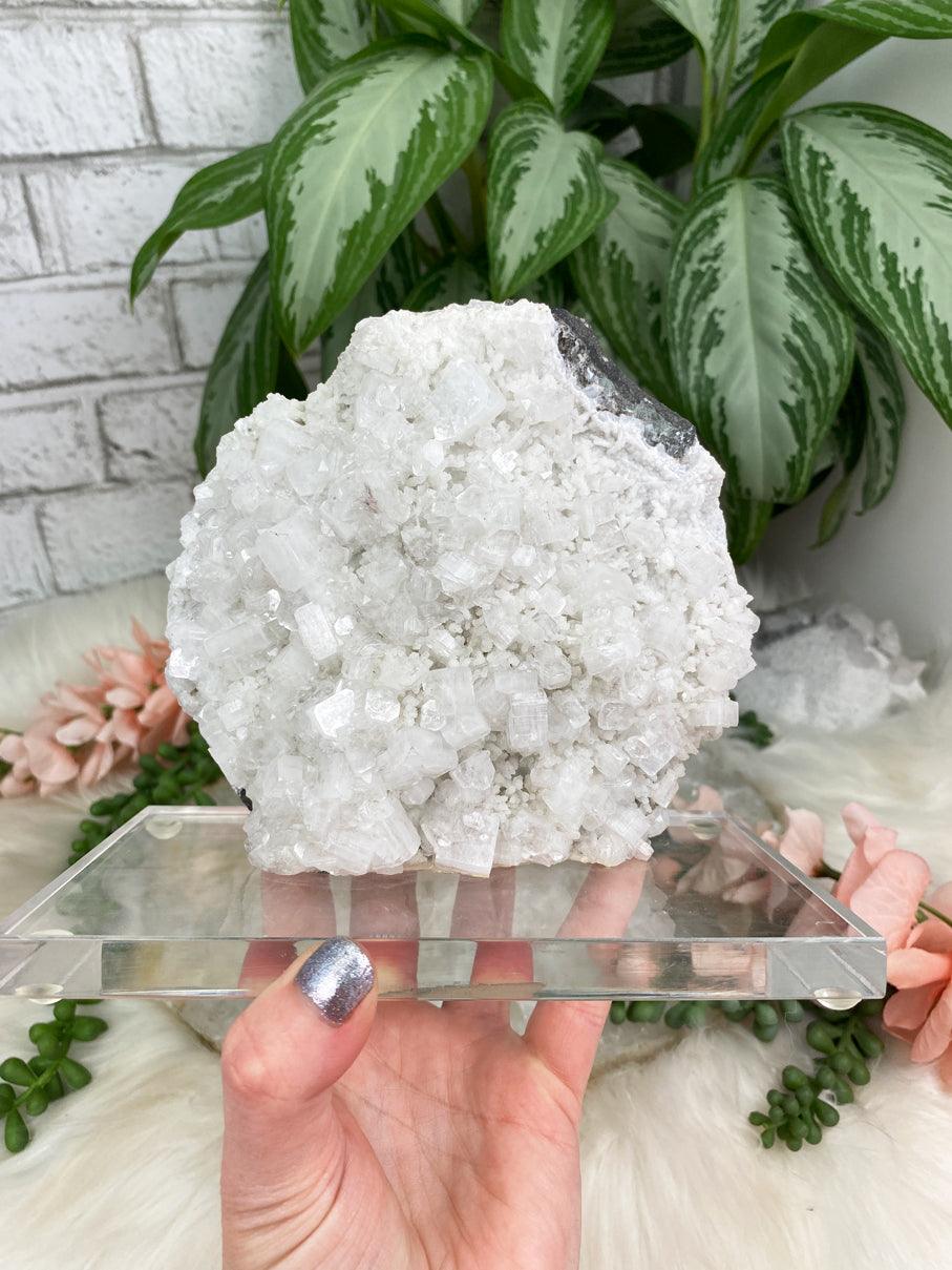 White-Apophyllite-Chalcedony-on-Stand