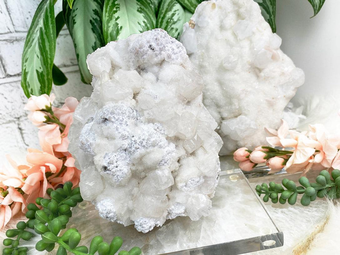 Contempo Crystals - White-Apophyllite-Crystals-on-Acrylic-Stands - Image 1