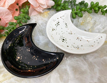 Load image into Gallery: Contempo Crystals - Black-White-Gold-Dot-Crescent-Moon-Jewelry-Dish - Image 6