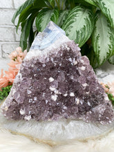 Load image into Gallery: Contempo Crystals - large-druzy-calcite-on-purple-amethyst-front - Image 4