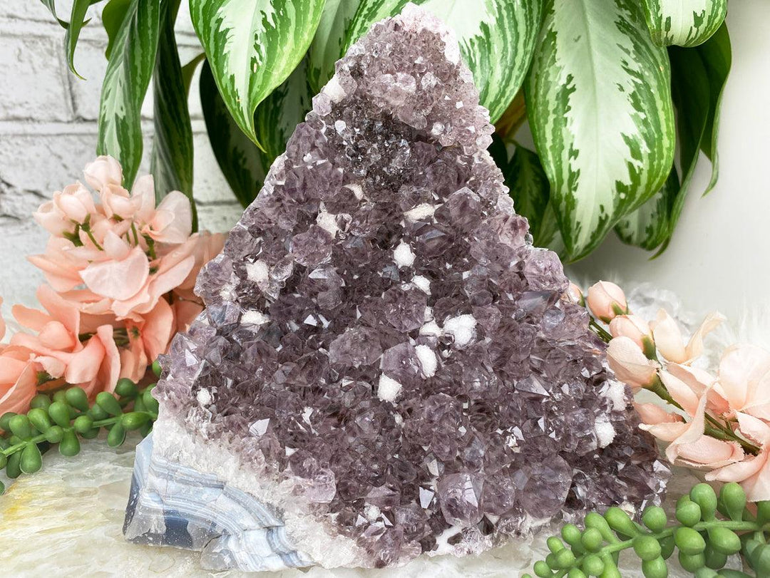 Contempo Crystals - White-Druzy-Calcite-on-Amethyst - Image 1