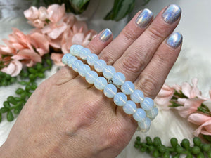 Contempo Crystals - White Opalite Beaded Bracelet for sale. - Image 3
