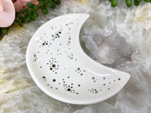 Load image into Gallery: Contempo Crystals - Black-White-Gold-Dot-Crescent-Moon-Jewelry-Dish - Image 5