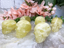 Load image into Gallery: Contempo Crystals - yellow lemon calcite skull carving stone - Image 6