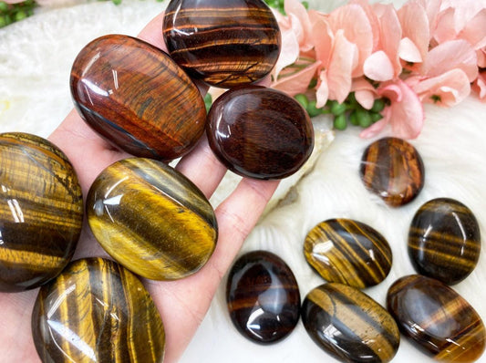 Red & Yellow Tiger Eye Palm Stones